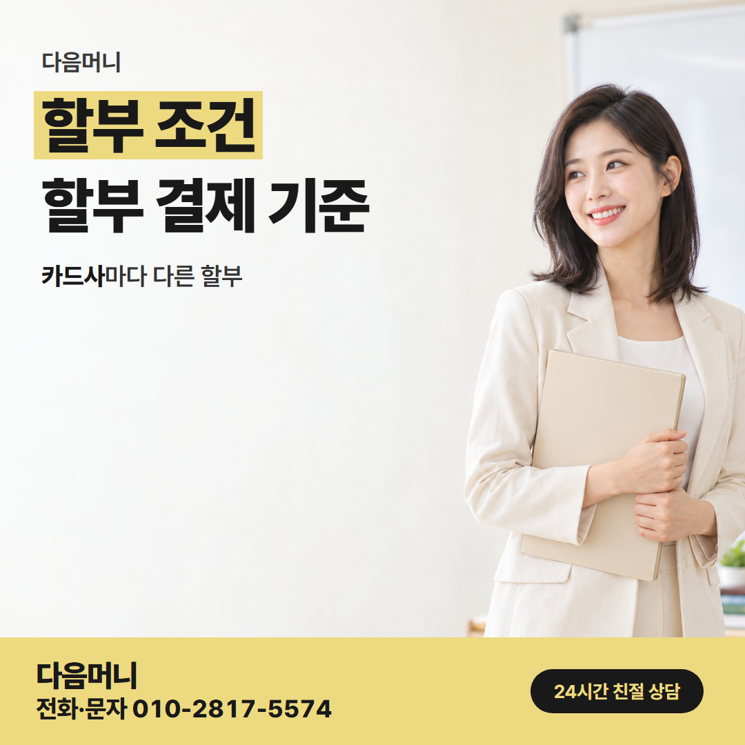 다음머니 동작카드깡 매달 결제 계좌에서 나가는 할부금